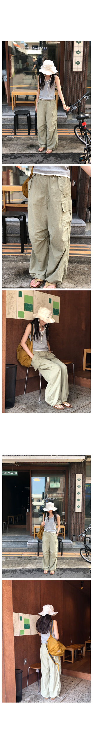 String Nylon Cargo Pants