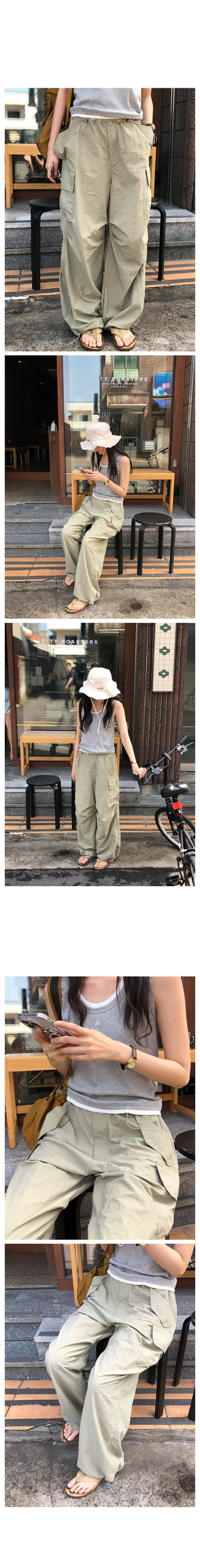String Nylon Cargo Pants
