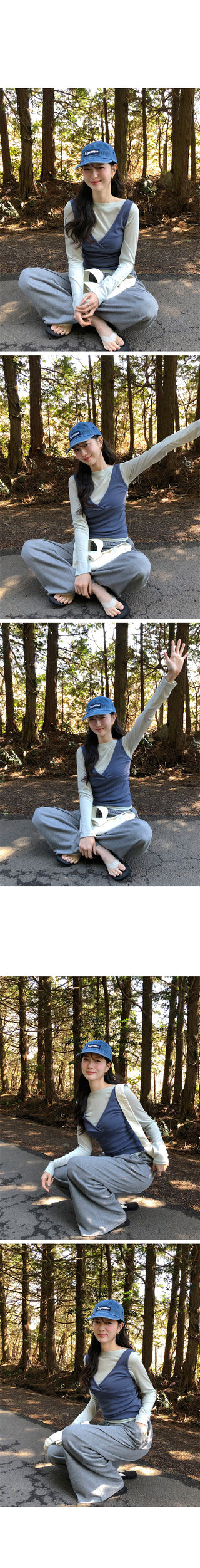 Ribbed wide-leg elastic waist pants