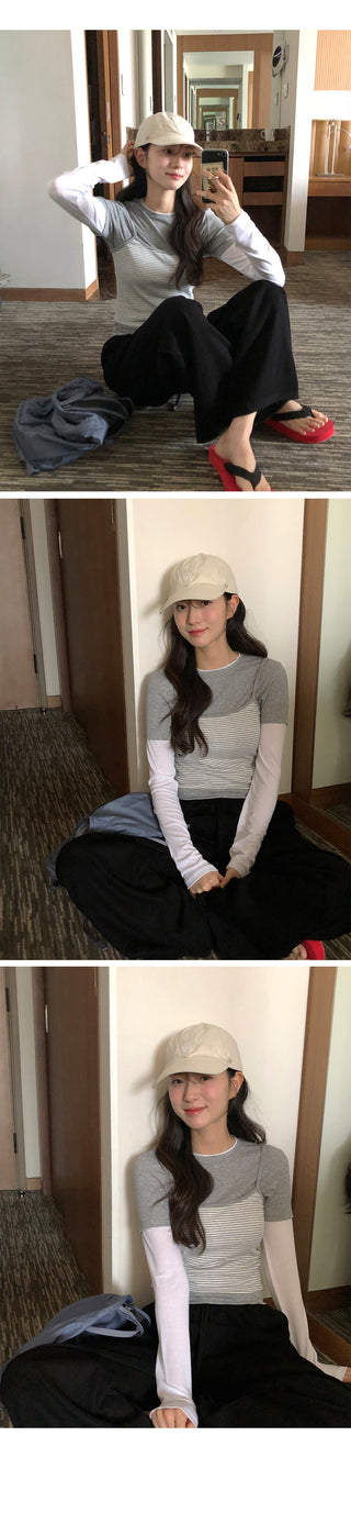 Ribbed wide-leg elastic waist pants