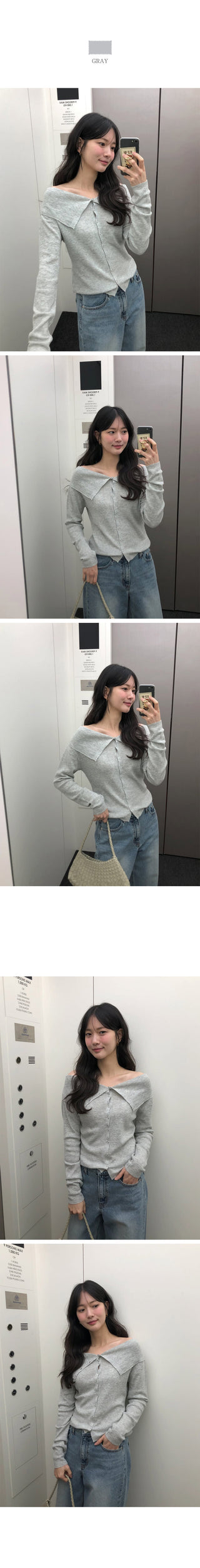 (4 colors) Off-shoulder knit
