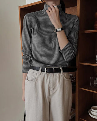 Striped turtleneck T-shirt
