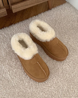 Platform warm sheepskin boots