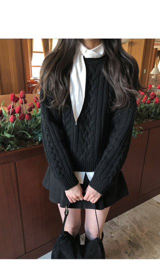 (4 colors) Oversized Cable Knit