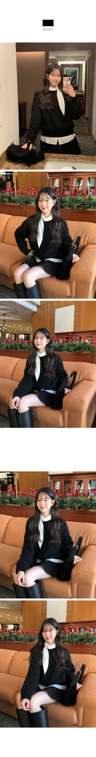 (4 colors) Oversized Cable Knit