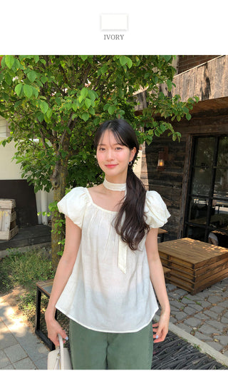 [2 colors] Strap blouse set