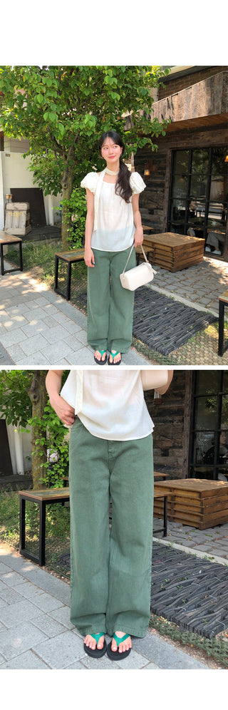 [2 colors] Strap blouse set