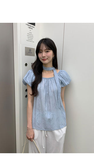 [2 colors] Strap blouse set