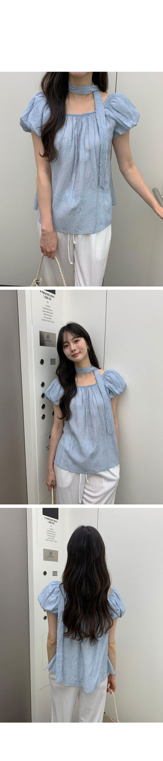 [2 colors] Strap blouse set