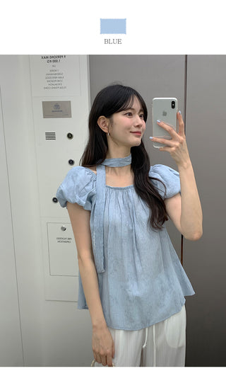 [2 colors] Strap blouse set