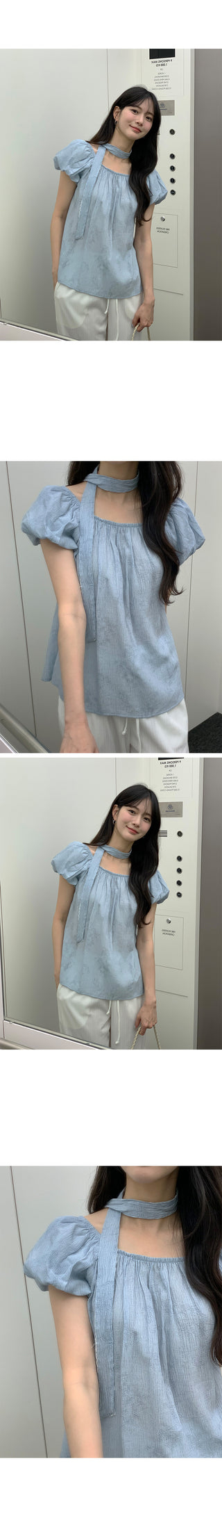 [2 colors] Strap blouse set