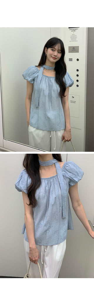 [2 colors] Strap blouse set