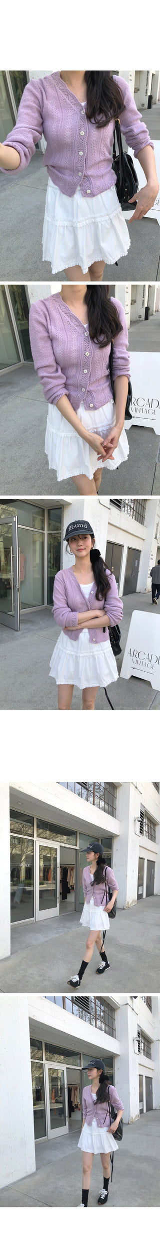 (3 colors) Perforated Cropped Cardigan