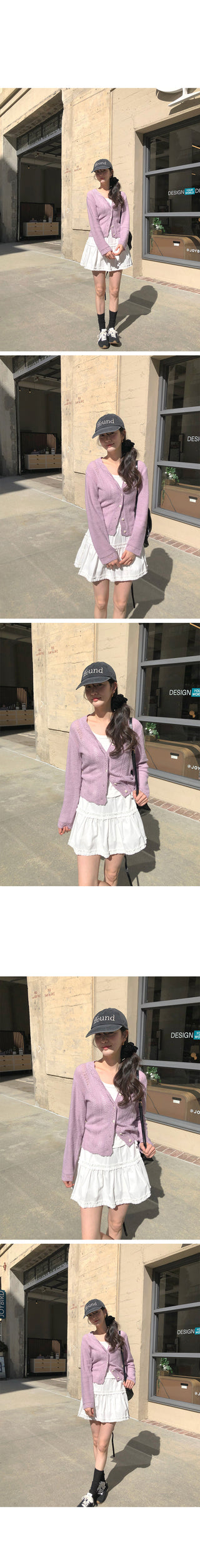 (3 colors) Perforated Cropped Cardigan