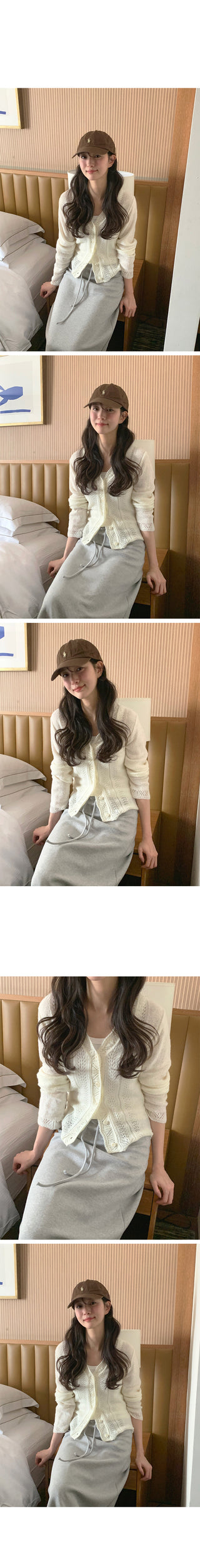 (3 colors) Perforated Cropped Cardigan