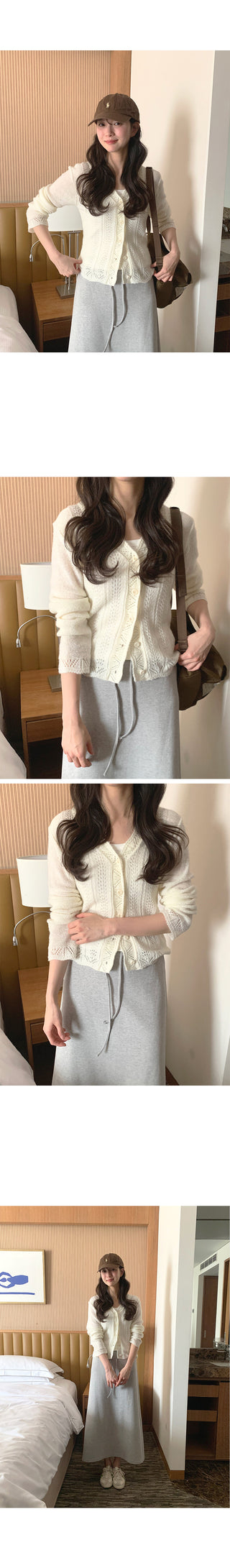 (3 colors) Perforated Cropped Cardigan