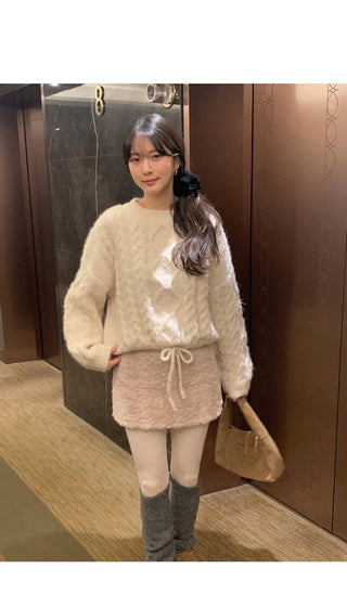 (3 colors) Fur Mini Skirt