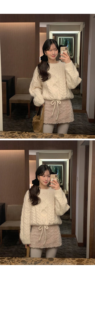 (3 colors) Fur Mini Skirt