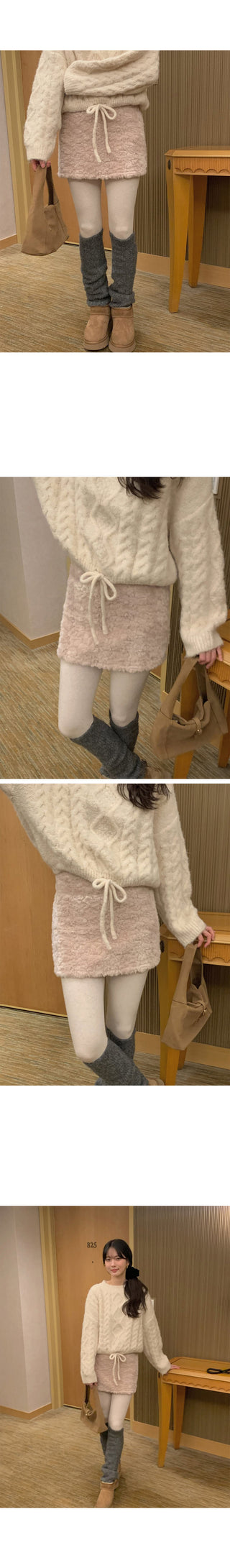 (3 colors) Fur Mini Skirt