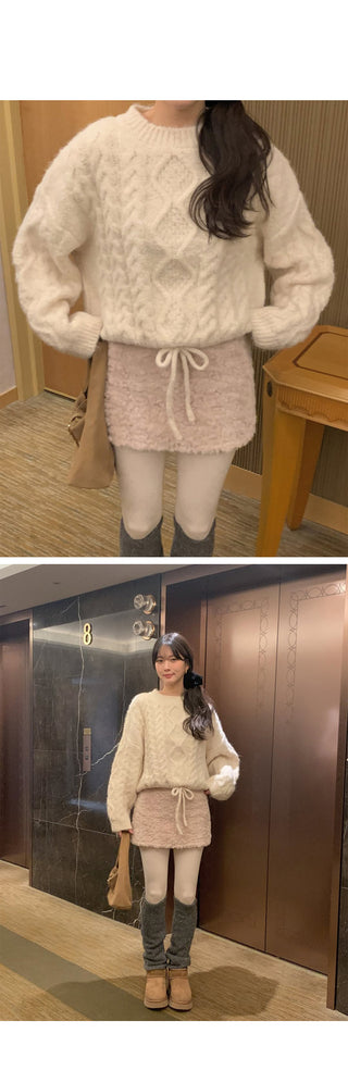(3 colors) Fur Mini Skirt