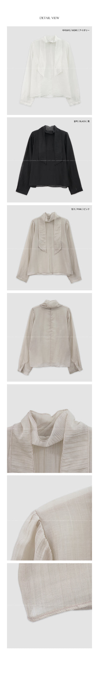Sheer blouse with tie
