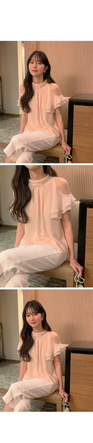 [3 colors] Slit Blouse