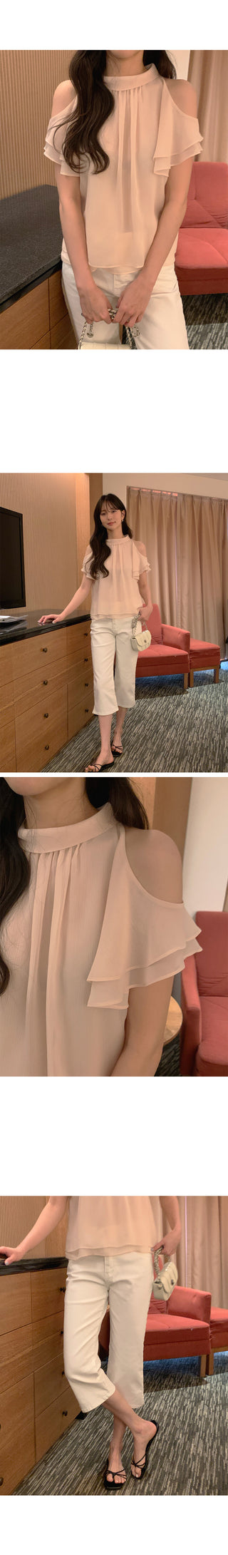 [3 colors] Slit Blouse