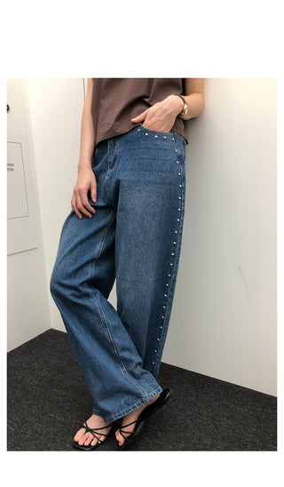 Studded denim pants
