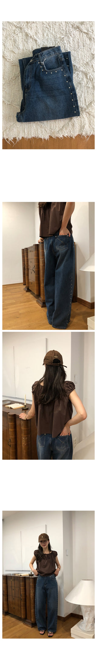 Studded denim pants