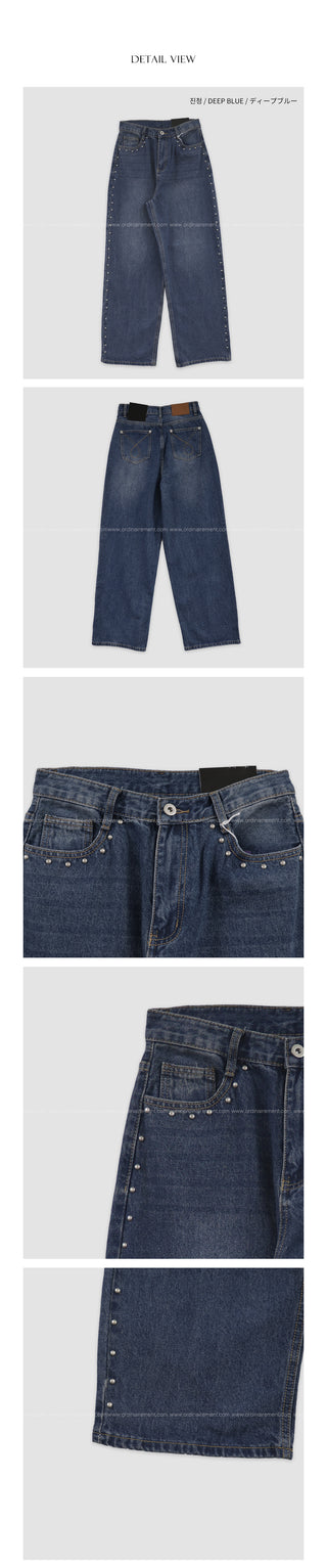 Studded denim pants