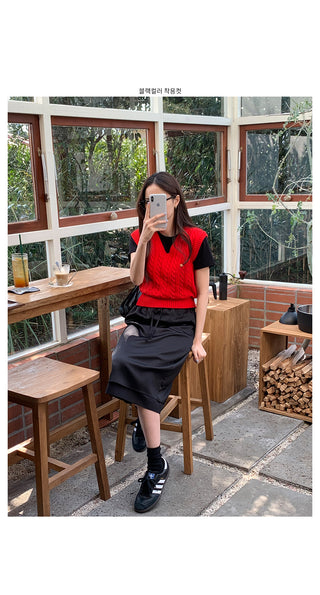 Satin long skirt (2 colors)