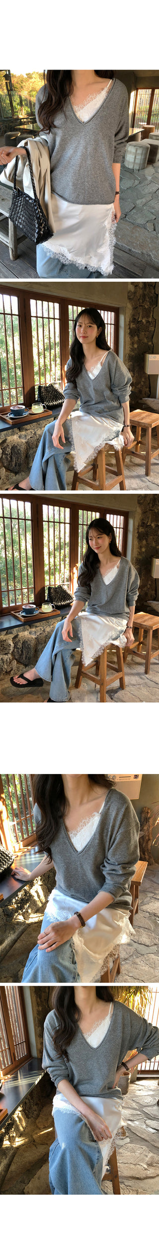 Deep V-neck knit