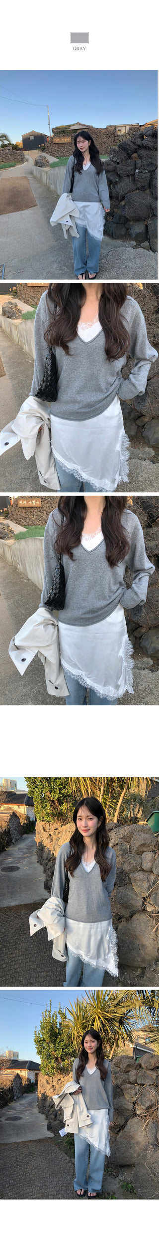 Deep V-neck knit