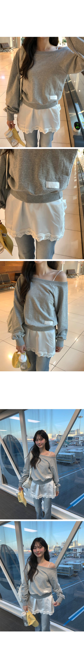 One-shoulder lettering sweatshirt