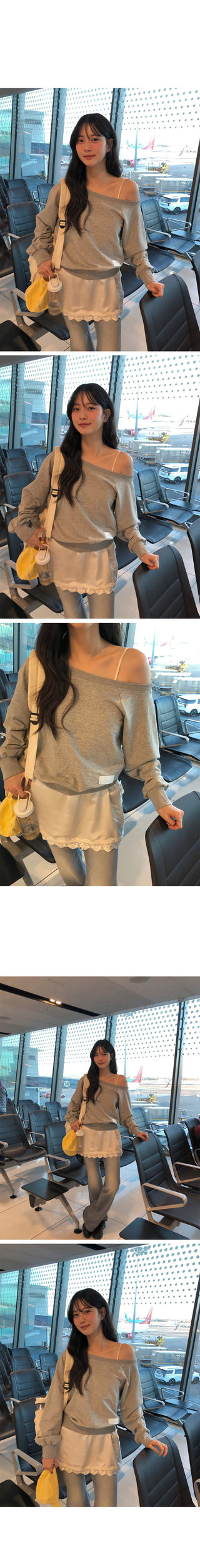 One-shoulder lettering sweatshirt