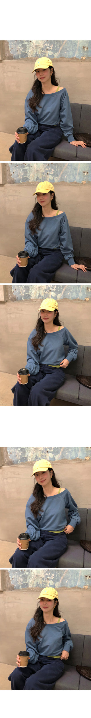 One-shoulder lettering sweatshirt