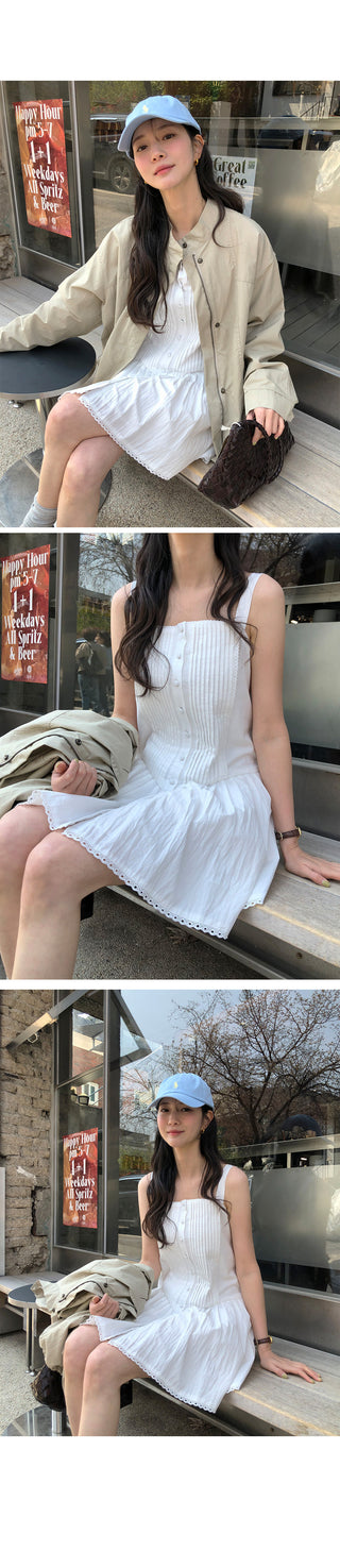 Deep pleated bustier dress