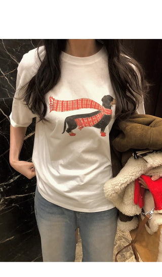 (2 colors) Brushed fleece short-sleeved T-shirt