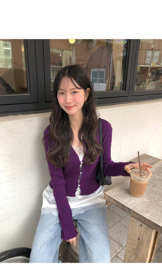 (4 colors) Frill Cardigan