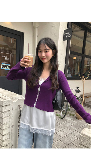 (4 colors) Frill Cardigan
