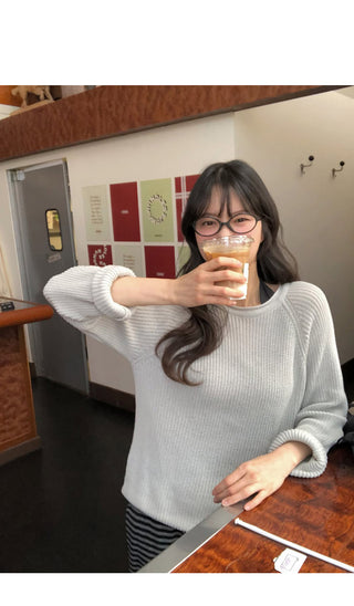 (3 colors) Boat Neck Oversized Knit