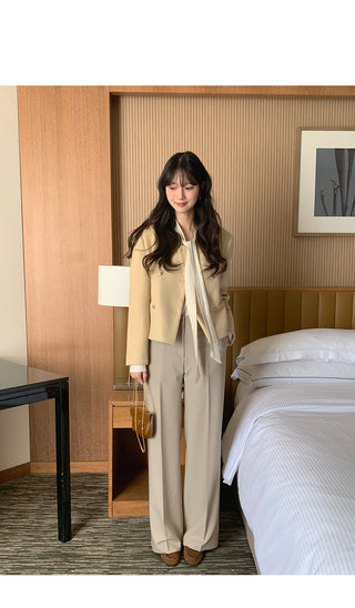 (2 colors) Bow tie shirred blouse