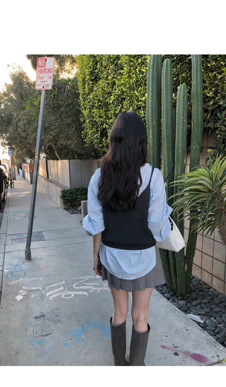 (3 colors) Wool knit bustier