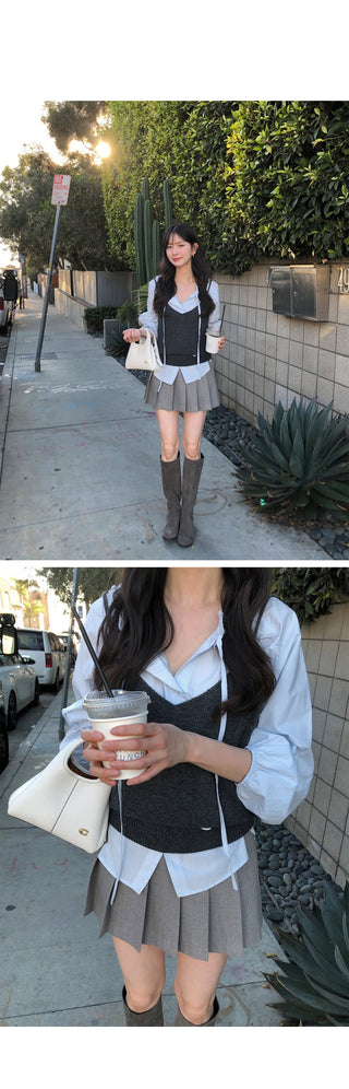 (3 colors) Wool knit bustier