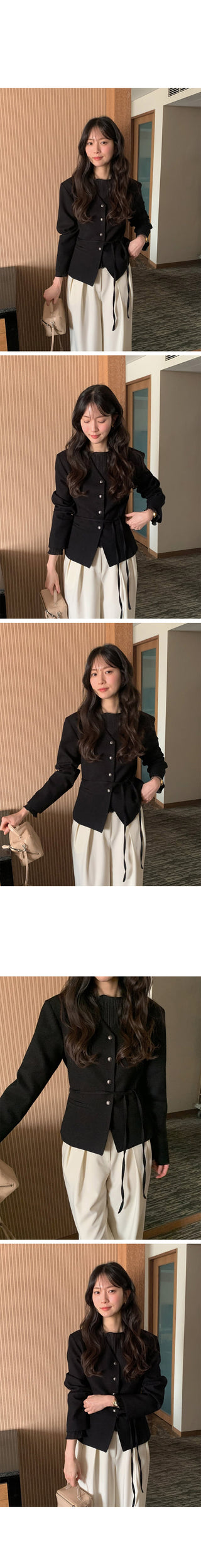 (2 colors) Collarless Line Jacket