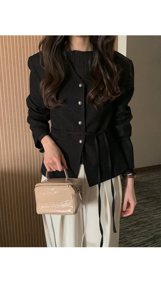 (2 colors) Collarless Line Jacket