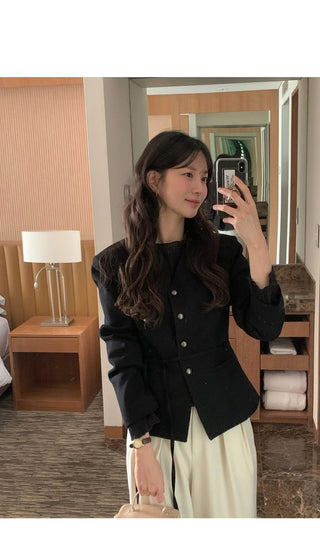 (2 colors) Collarless Line Jacket