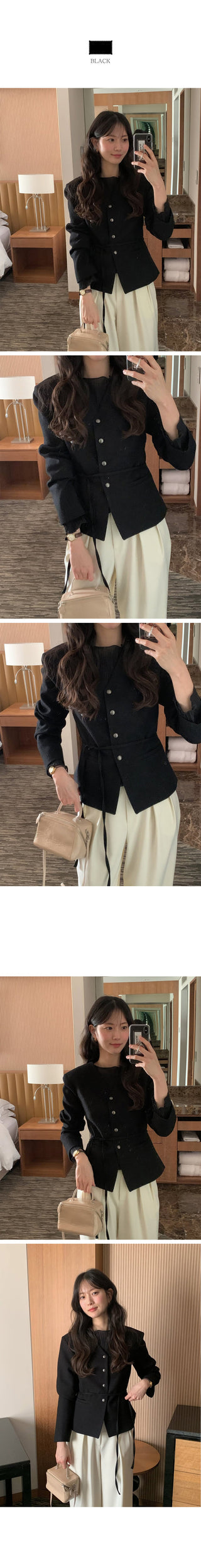 (2 colors) Collarless Line Jacket