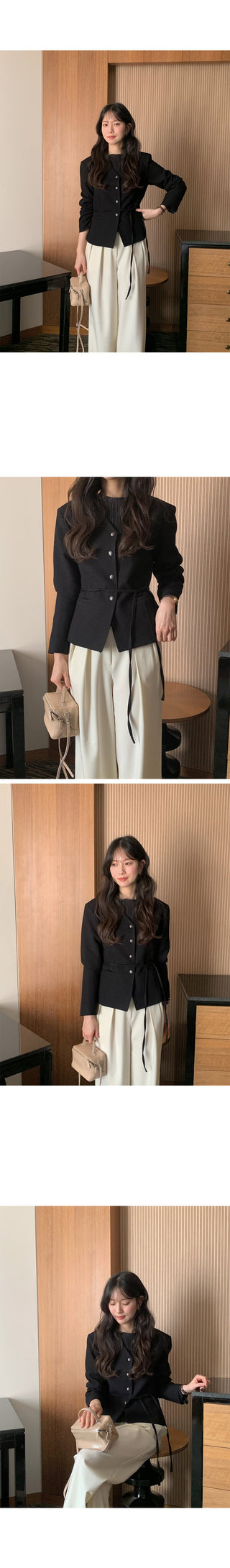 (2 colors) Collarless Line Jacket