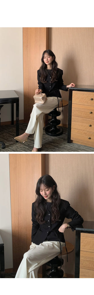(2 colors) Collarless Line Jacket